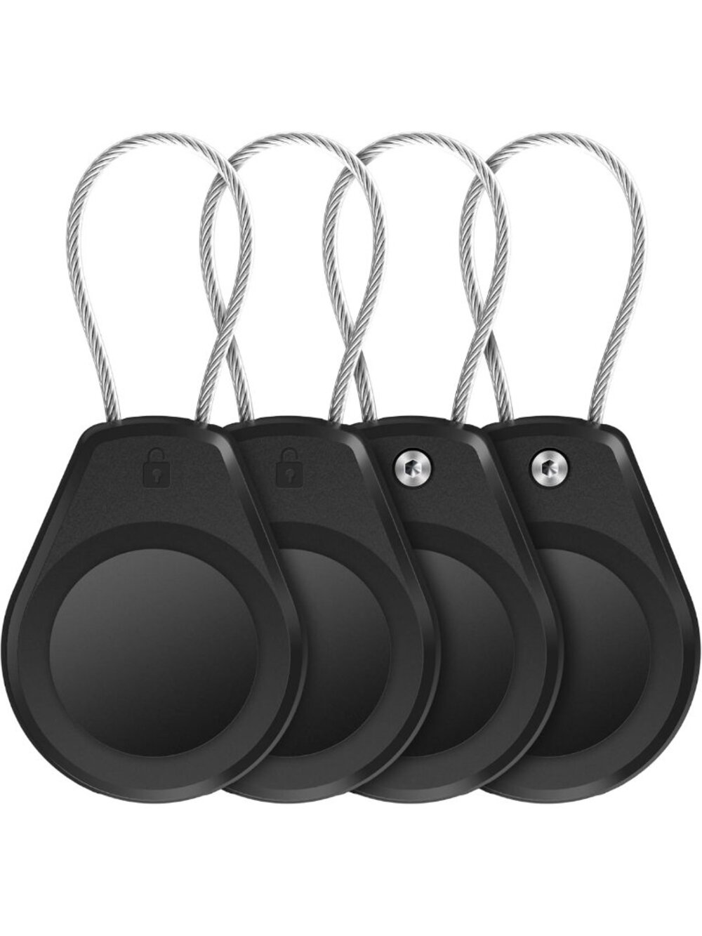 Waterproof Keychain Holder for AirTag - 4 Pack Lock Case with Keyring, Black